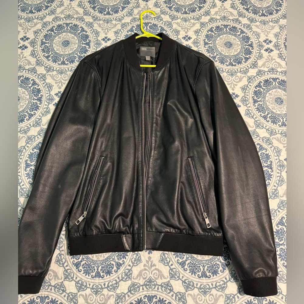 ASOS design leather bomber jacket